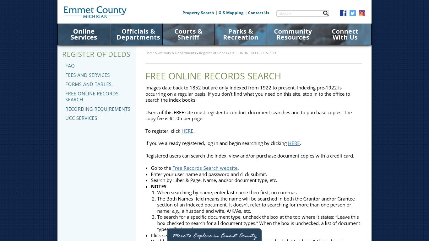 Emmet County Online Records Search