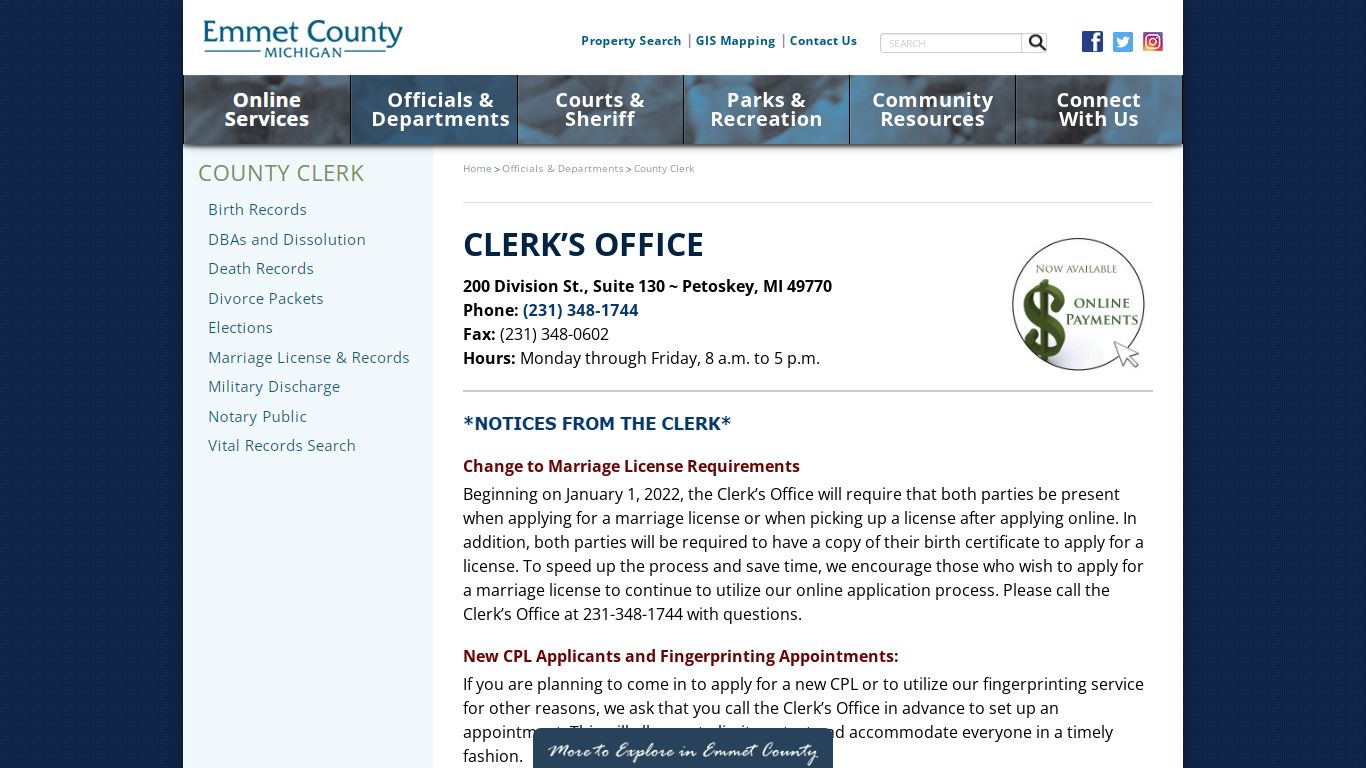 County Clerk Emmet County